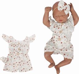 Body s nohavičkami kr. rukáv + čelenka, mušelín, 2D sada, Z&amp;Z, bílá