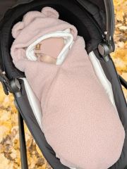 Oteplený fusák, deka s kapucí do autosedačky Beránek, Baby Nellys - pudrová, růžová (2)