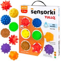 Tullo Senzorické míčky barevné 8 ks bez dírek – 59–77 mm, 0m+