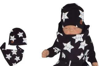 Z&amp;Z Bavlněná čepička + šátek, Hvězdy, černá