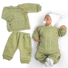 Rostoucí pletený svetřík a kalhoty s kapsou Hand Made 2D, Nature, olivová