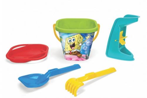 Sada na písek 5ks Sponge Bob plast 3 druhy v síťce 20x26x20cm 12m+ Wader (407394)