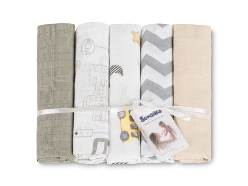 Tetra pleny Basic 70×80 cm Cars beige - sada 5 ks, 100% bavlna