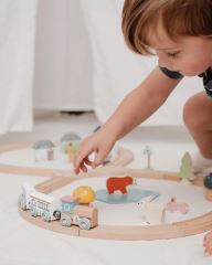 Bigjigs Toys Dřevěná vláčkodráha u lesa (8)