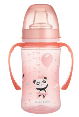 Canpol babies Nevylévací hrníček EasyStart - Panda - růžový