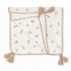Mušelínová dětská deka 75 × 90 cm, s bambulkami, bavlněná pro miminko - Louka Nature