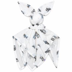 Mušelínová plenka, mazlíček, přítulníček Baby Nellys Bunny, Vláčci, modrá, ecru