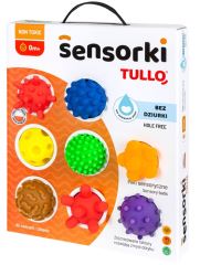Tullo Senzorické míčky barevné 8 ks bez dírek – 59–77 mm, 0m+ (1)