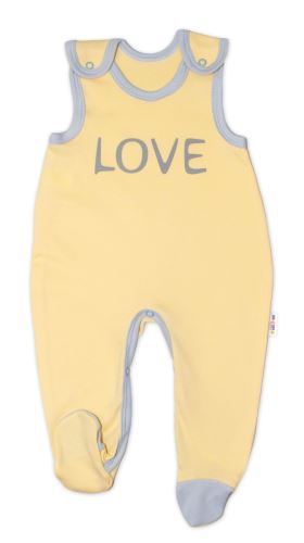 Kojenecké bavlněné dupačky Baby Nellys, Love - žluté