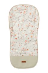 Oboustranná vložka do kočárku, velvet, bavlna, Květinky, béžové