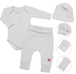 Žebrovaná rostoucí souprava 3D, Baby Boy - šedá (6)
