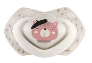 Canpol Babies 2 ks symetrických silikonových dudlíků, 0-6m, Bonjour Paris, růžová/šedá (2)