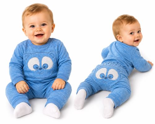 Tepláková souprava Baby Nellys - Medvídek - modrý melír (2)