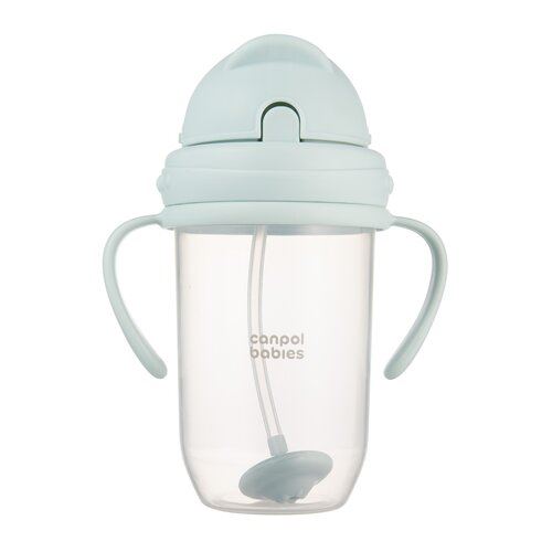 Nevylévací hrneček Canpol babies 270 ml se slámkou se závažím,mátový, 6m+