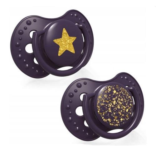 Lovi Silikonové dynamické dudlíky 6-18m, Stardust - fialové
