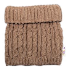 Zimní čepice s bambulí + komínek - béžová, vel. 48-52cm (4)