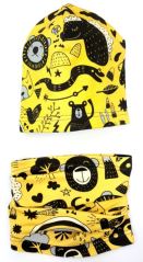 Bexa Jarní, podzimní čepice + komínek, Zvířátka, žlutá/černá