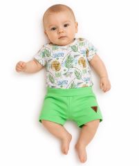 Body kr. rukáv + kraťásky s kapsami 2D sada, Cestovatel, G-baby, zelené