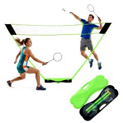 Sada na badminton pro děti, přenosná skládací síť, rakety a košíčky v kufříku