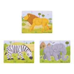 Bigjigs Toys Puzzle 3v1 safari zvířátka (2)