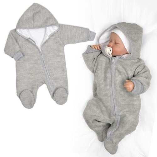 Pletený overal s kapucí, CUTE - šedý Pletený overal s kapucí, CUTE - šedý
