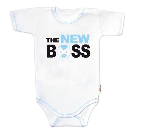 Body krátký rukáv s vtipným textem Baby Nellys, The New Boss, kluk