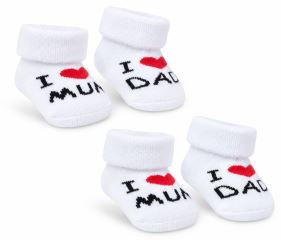 Kojenecké froté ponožky MUM&amp;DAD, sada 2 páry, bílé