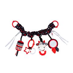 Kontrastní závěsná hračka pro miminka 0m+ – hračka na kočárek, black, white, red