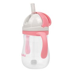 Lahvička s brčkem a závažím 280 ml 9m+, bez BPA, růžová (583657)