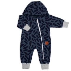 Rostoucí teplákový overal pro miminko, čepice, botky, 3D, Nature - jeans pírka (6)