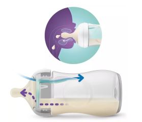 Kojenecká láhev Natural Avent, Response s ventilem AirFree, 260 ml (1)