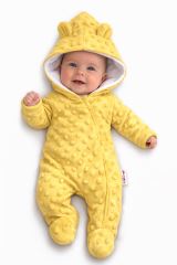 Baby Nellys Kombinézka/overálek MINKY s kapucí a oušky - žlutá (1)