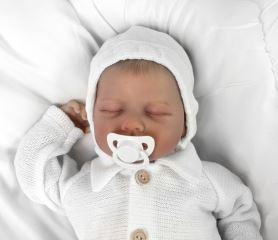 Pletená čepička na zavazování bonetka Boy, Hand Made Baby Nellys, bílá (3)