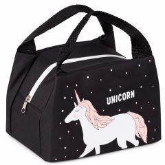 Termotaška na svačinu a oběd Unicorn, černá, 21,5 × 14,5 × 15,5 cm, Tulimi