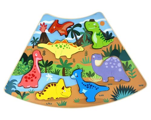 Dřevěné puzzle Dinosauři propojitelné, 7 dílů