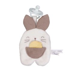CHICCO My Sweet Doudou závěska na dudlík Králíček 0m+ – senzorická plyšová hračka, béžová