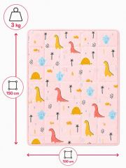 Zátěžová deka TULLO Fizjo 3 kg, 100 × 150 cm, růžová s dinosaury (2)