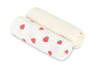 Mušelínové pleny krešované 60×75 cm Strawberry Cream – sada 2 ks