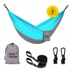 Zahradní houpací síť MultiGarden 290×140 cm – nosnost 300 kg, modrá,šedá