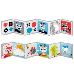 Oboustranná kontrastní knížka do postýlky pro miminko 0m+ – smyslová hračka