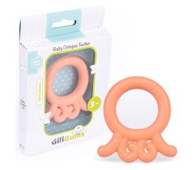 Giligums Silikonové kousátko pro děti – chladitelné, BPA Free, meruňkova, 1 ks