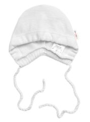 Pletená čepička na zavazování bonetka Boy, Hand Made Baby Nellys, bílá