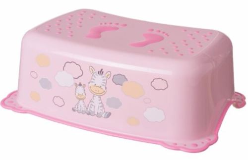 Stolička, schůdek s protiskluzovou funkcí Maltex, Zebra, růžová