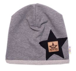 Dětská čepice bavlna, Baby Star, Baby Nellys, šedá (2)