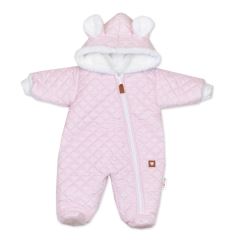 Zimní prošívaná kombinéza s chlupáčkovou podšívkou + rukavičky, Love růžová (3)