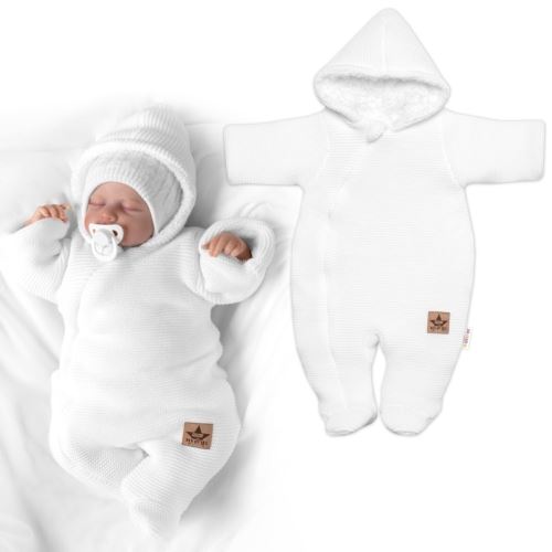 Zimní pletená kombinézka/overálek s kapucí Baby Nellys - bílá (5)
