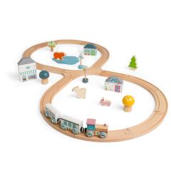 Bigjigs Toys Dřevěná vláčkodráha u lesa (10)