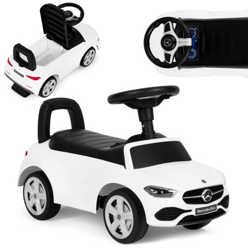 Odrážedlo auto s interaktivním volantem a zvuky bílé