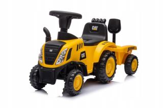 Dětský traktor s přívěsem a nářadím – odrážedlo pro děti se zvuky - žluté