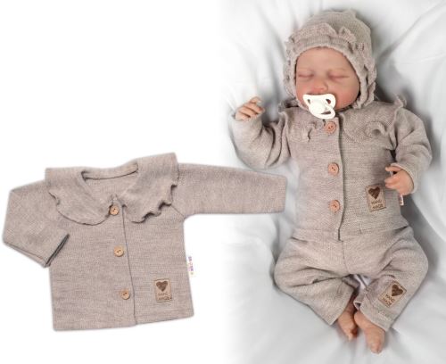 Pletený svetřík s volánkem Girl, Baby Nellys, béžový (2)